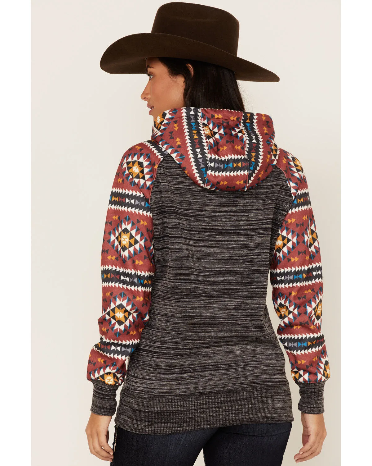 Product Name:  Hooey Women's Southwestern Contrast Print Summit Hoodie