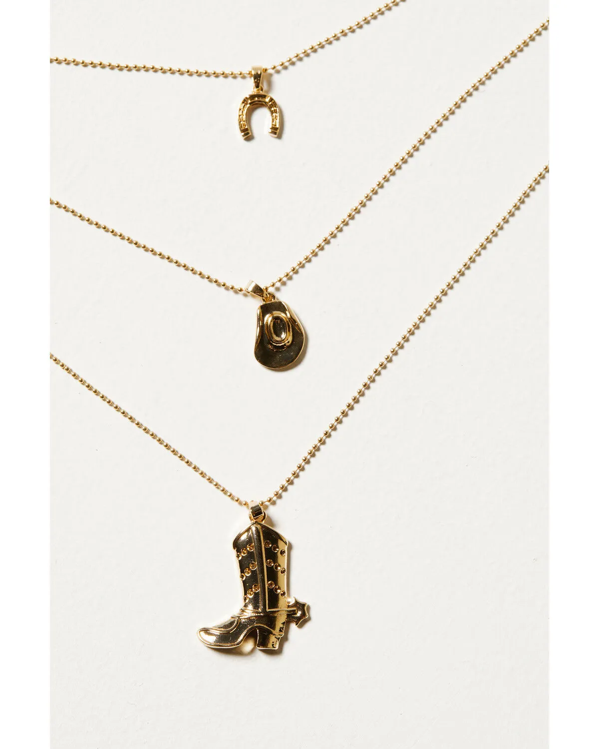 Product Name:  Shyanne Women's Hat, Boot & Horseshoe Layered Necklace