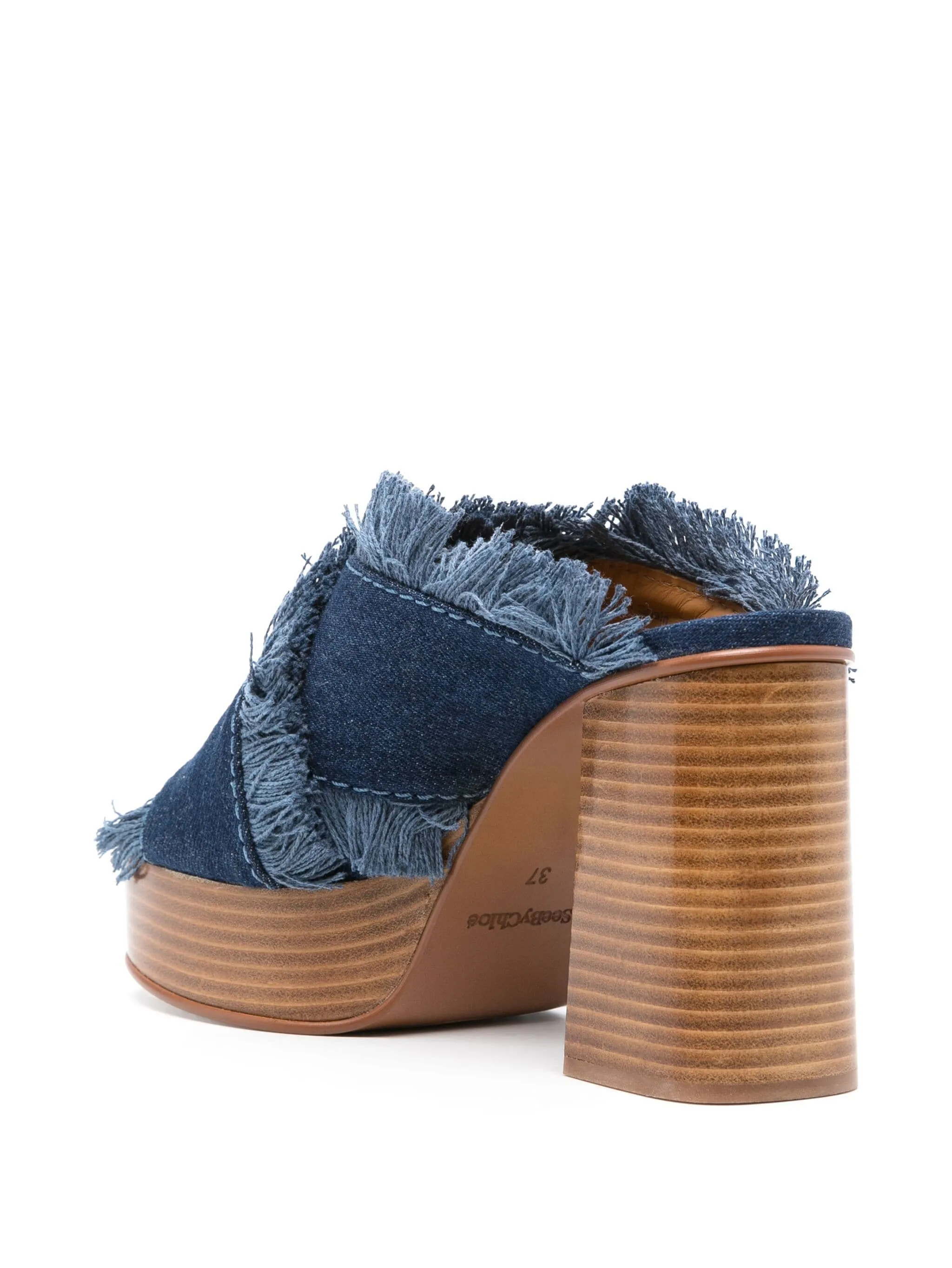 Prue high-heeled sandals, blue denim-tan