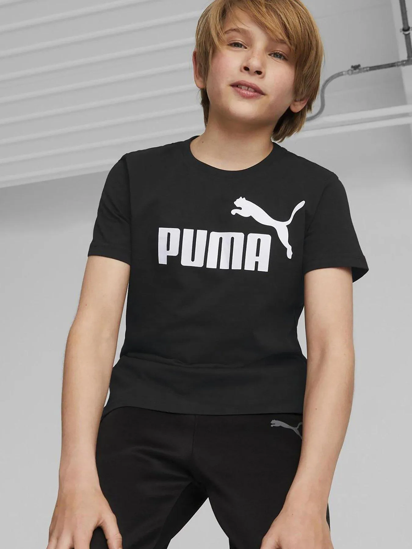 Puma Boys Essentials Logo Tee - Black