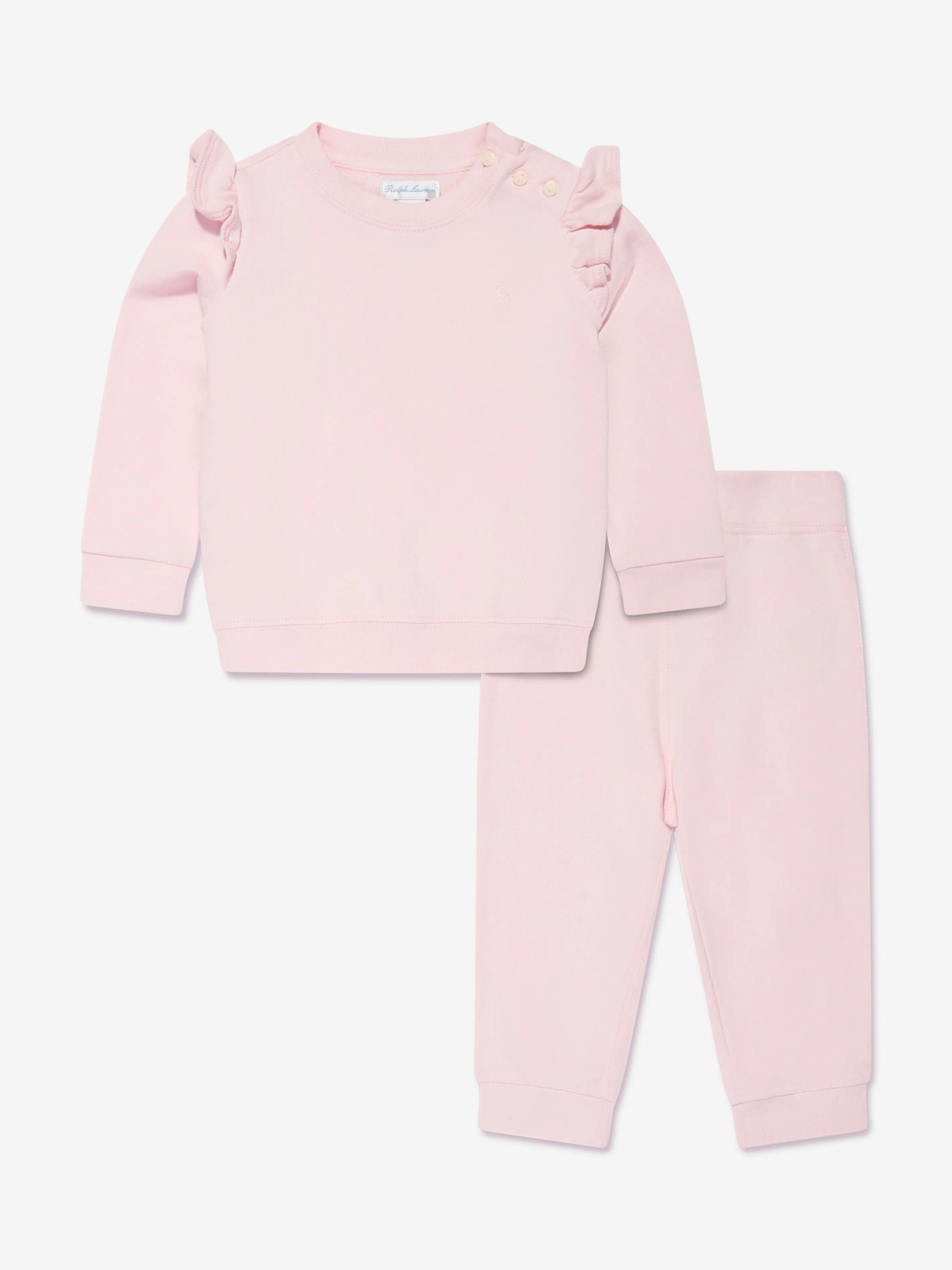 Ralph Lauren Baby Girls Ruffle Tracksuit in Pink