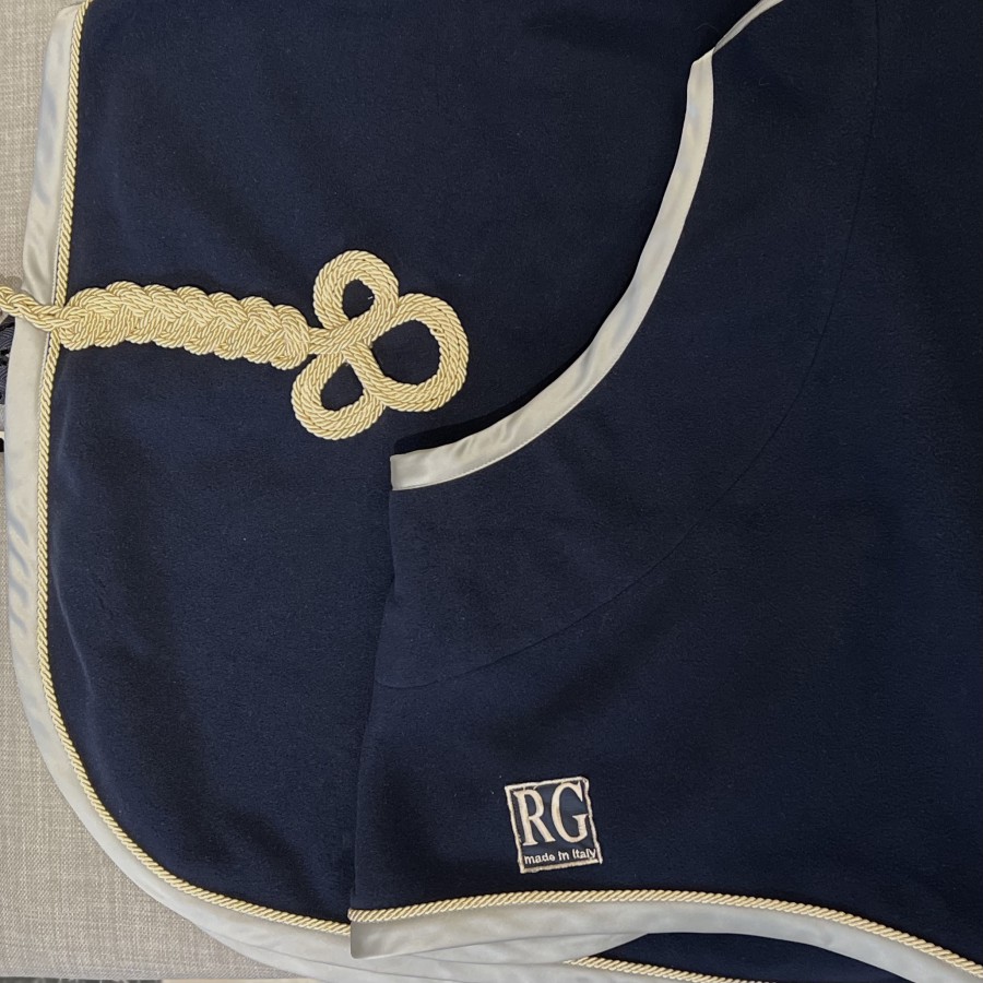 RG custom fleece uitrijdeken Navy / Champagne