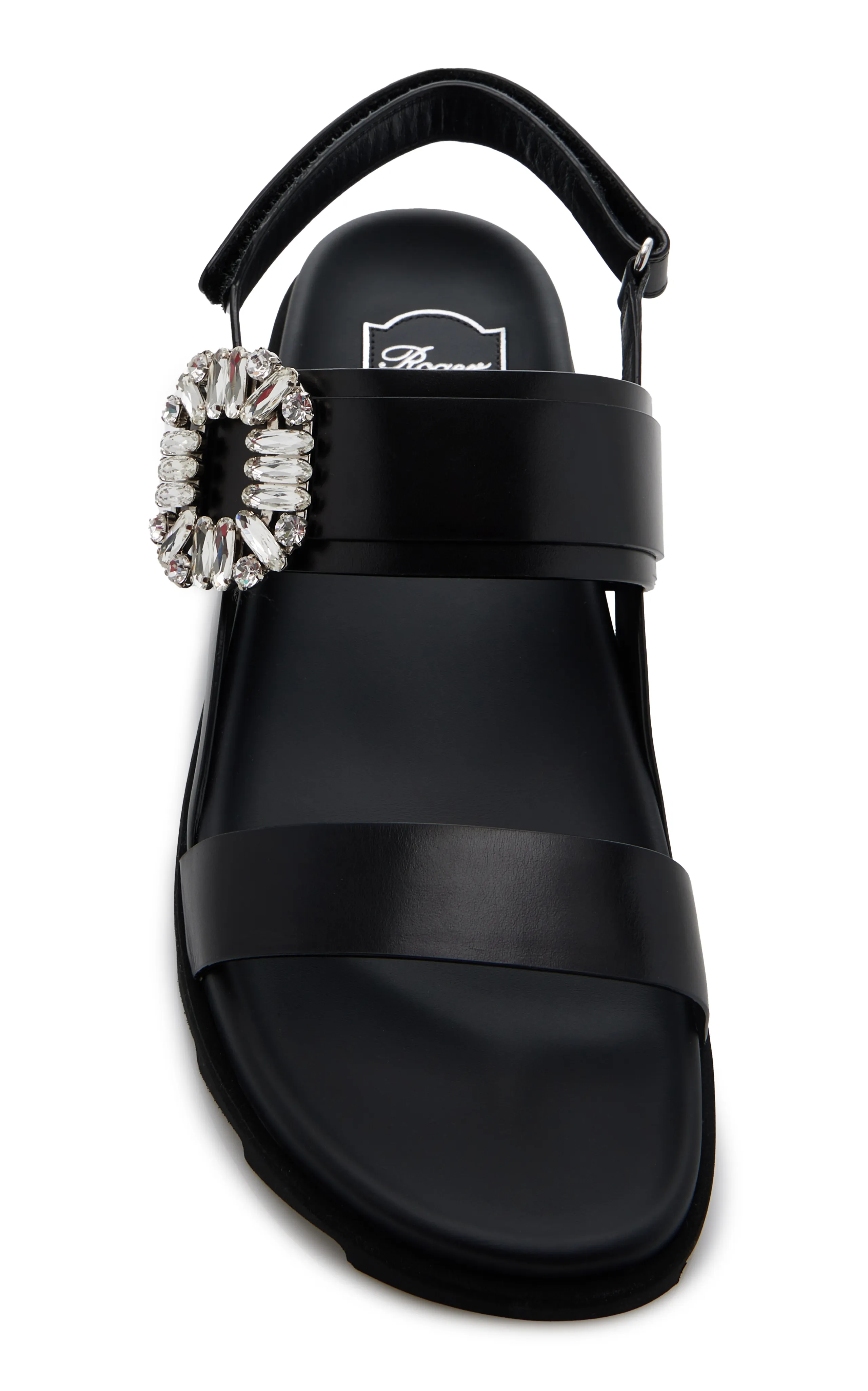 Roger Vivier Slidy Viv Crystal-Embellished Leather Sandals