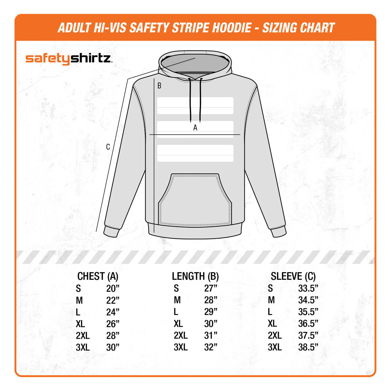 SafetyShirtz Men's Basic Hi-Vis Safety Stripe Hoodie in Orange