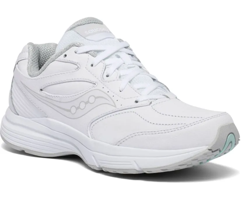 Saucony Womens Integrity Leather Walking Shoe- White Leather