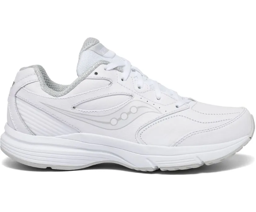 Saucony Womens Integrity Leather Walking Shoe- White Leather