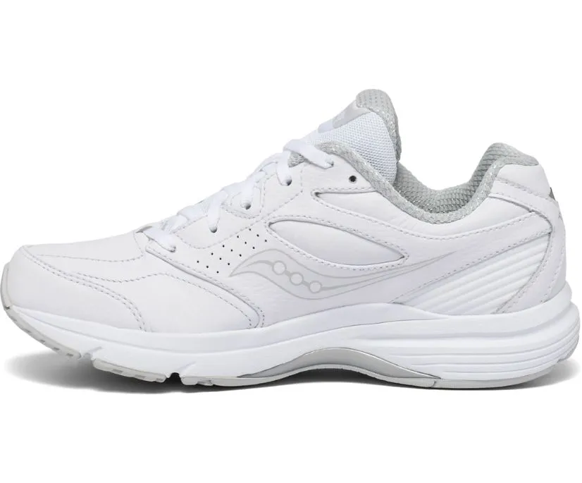 Saucony Womens Integrity Leather Walking Shoe- White Leather