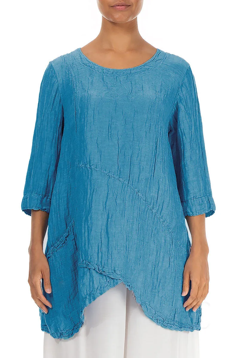 Side Pocket Crinkled Denim Silk Linen Tunic