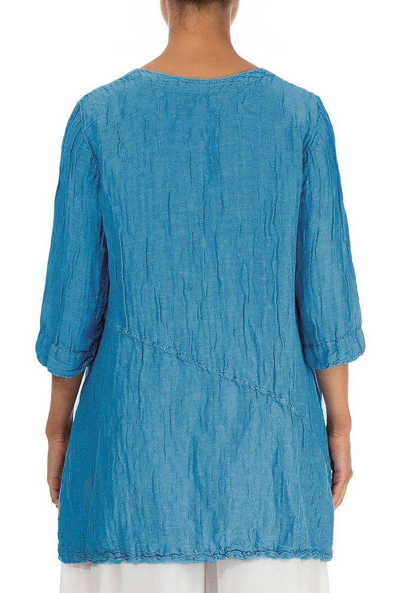 Side Pocket Crinkled Denim Silk Linen Tunic