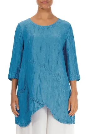 Side Pocket Crinkled Denim Silk Linen Tunic