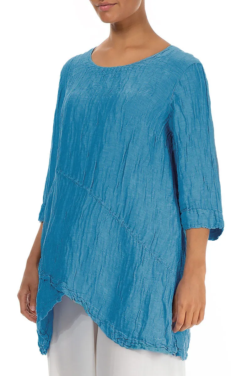 Side Pocket Crinkled Denim Silk Linen Tunic