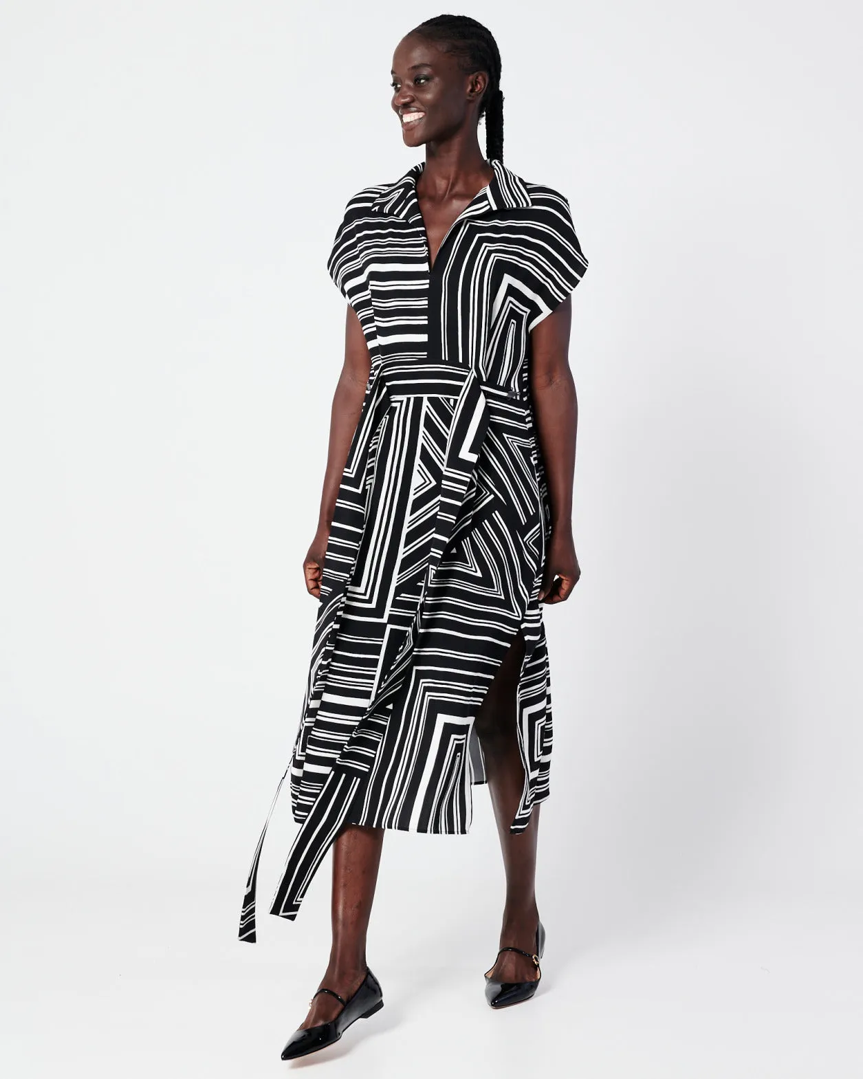 Silk Tunic Dress with Lizzi's Lines Print