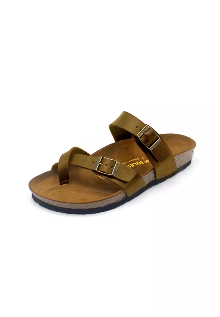 SoleSimple Dublin - Camel Leather Sandals & Flip Flops