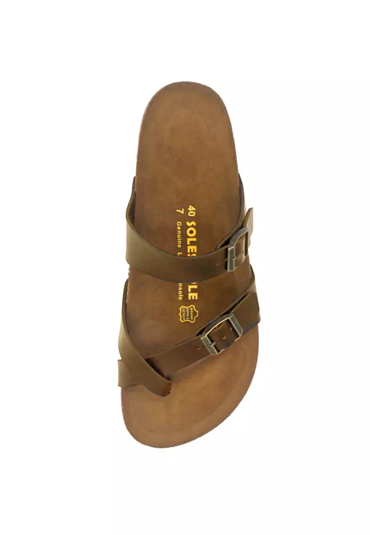 SoleSimple Dublin - Camel Leather Sandals & Flip Flops