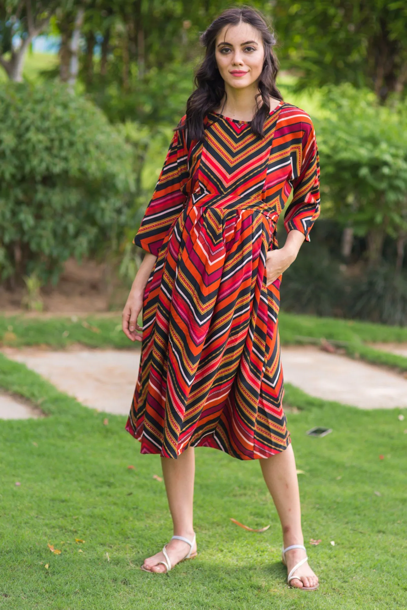 Spice Striped Maternity & Nursing Maxi