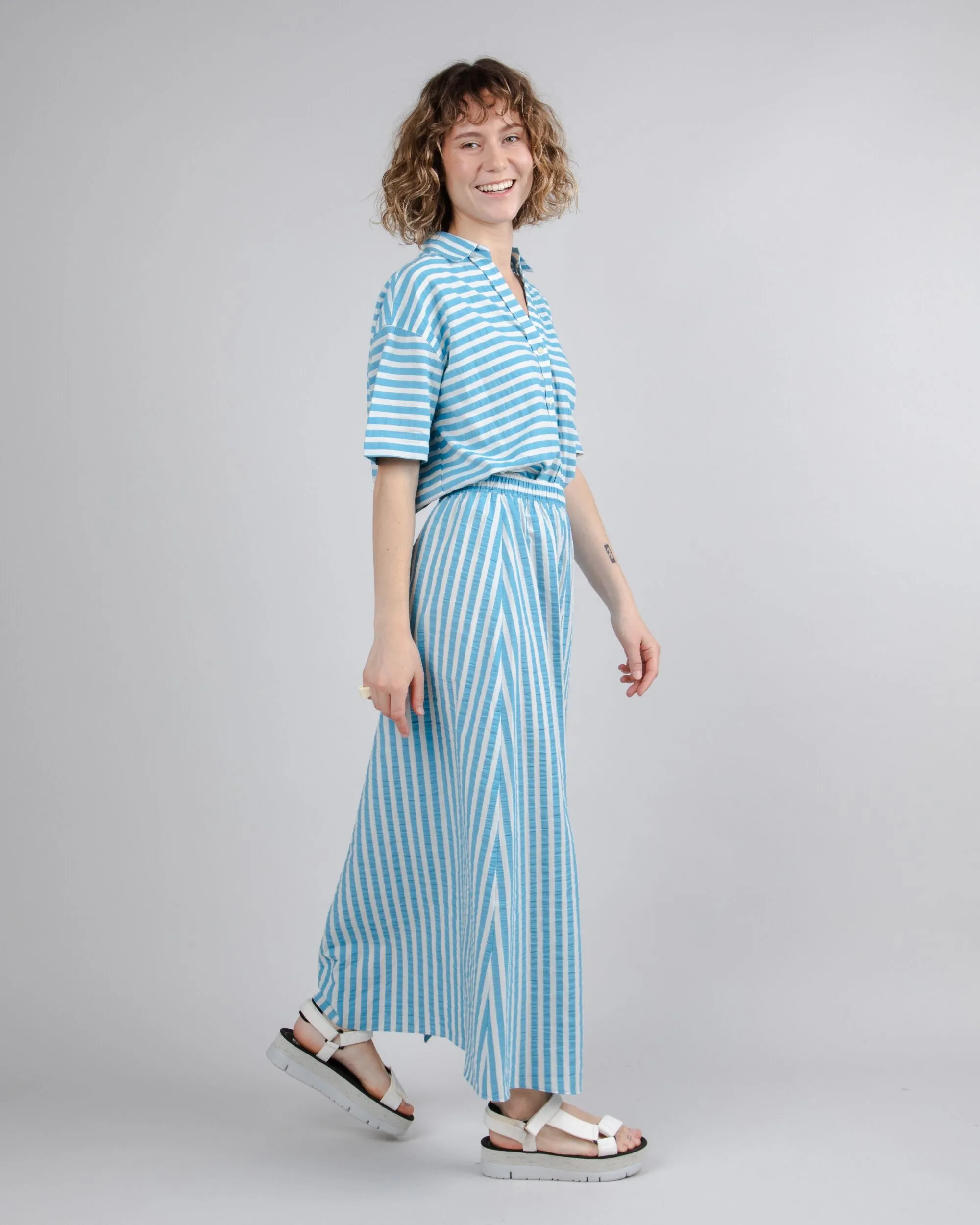 Stripes Long Skirt Blue