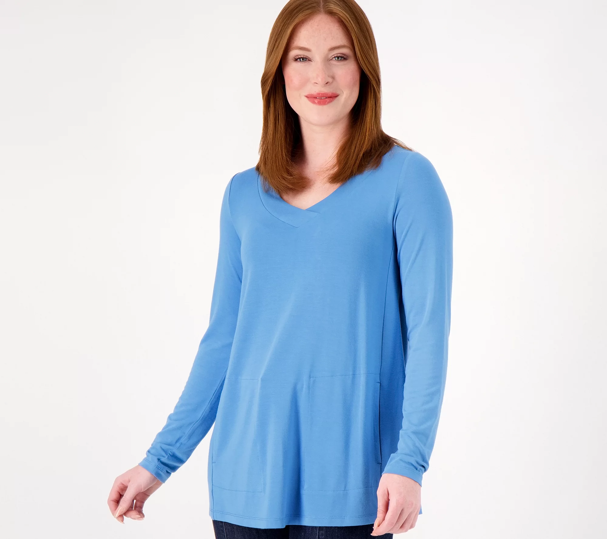 Susan Graver Lifestyle Regular Spa Knit V-Neck Tunic