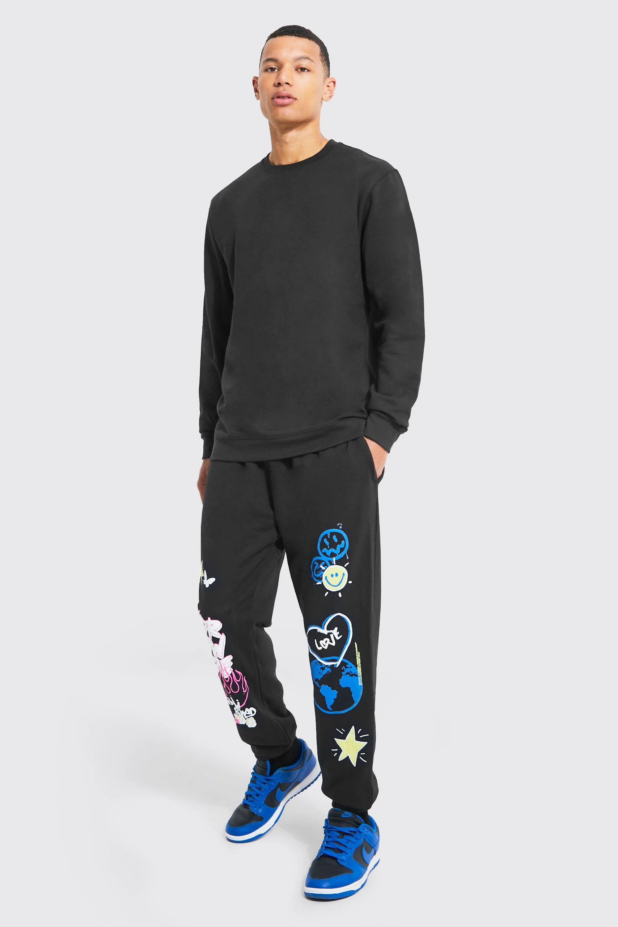 Tall Graffiti Doodle Graphic Sweat Tracksuit