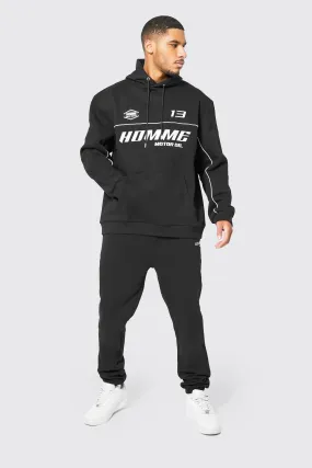 Tall Oversized Applique Motorsport Tracksuit