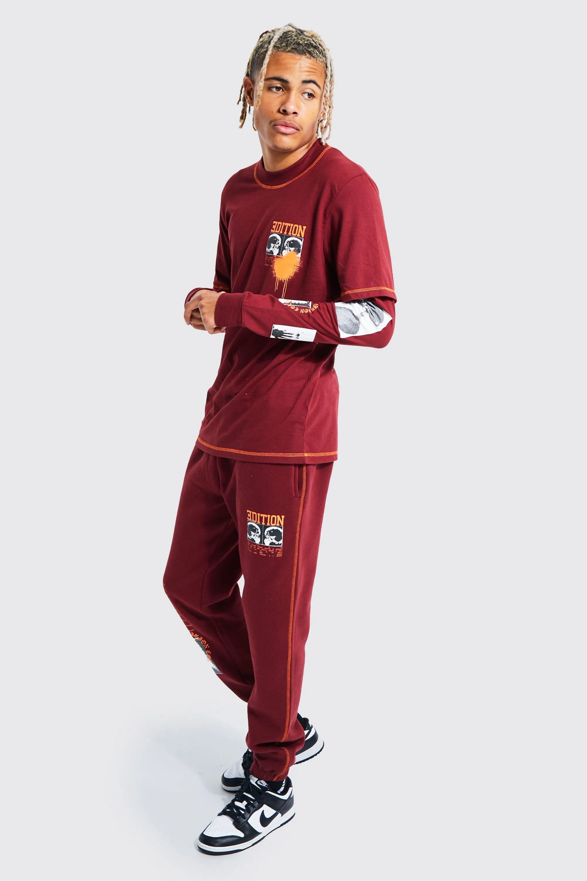 Tall Regular Faux Layer Photoprint Tracksuit