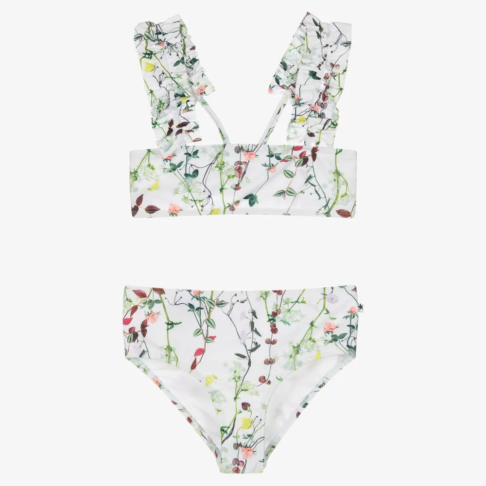 Teen Girls White Floral Bikini (UPF50+)