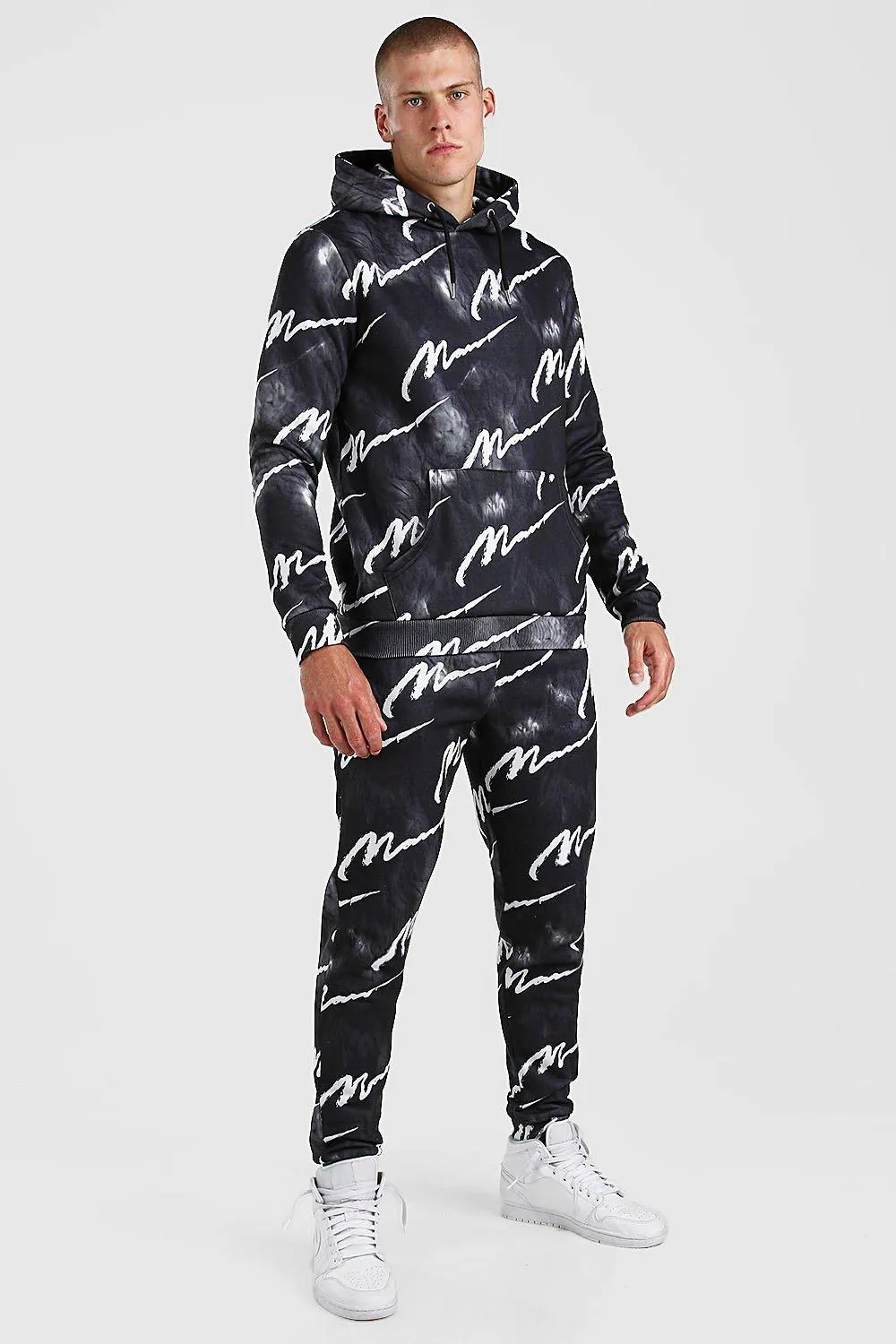 Tie Dye All Over Man Printed Hooded Tracksuit | boohooMAN UK