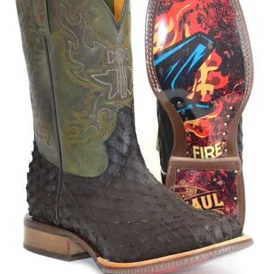 Tin Haul Men's Ruff and Tumble Western Boot with Anvil on Fire Sole