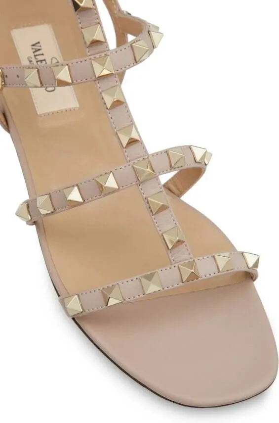 Valentino Garavani Rockstud ankle-strap flat sandals Neutrals