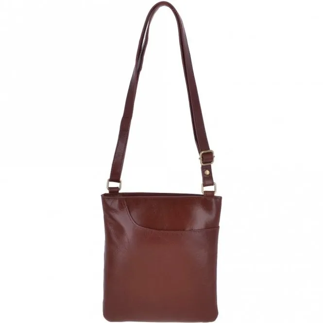 Vegetable Tanned Small Leather Cross body Shoulder Bag Chestnut : V-21