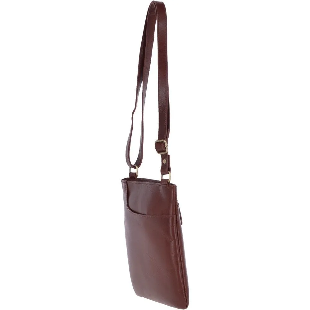 Vegetable Tanned Small Leather Cross body Shoulder Bag Chestnut : V-21