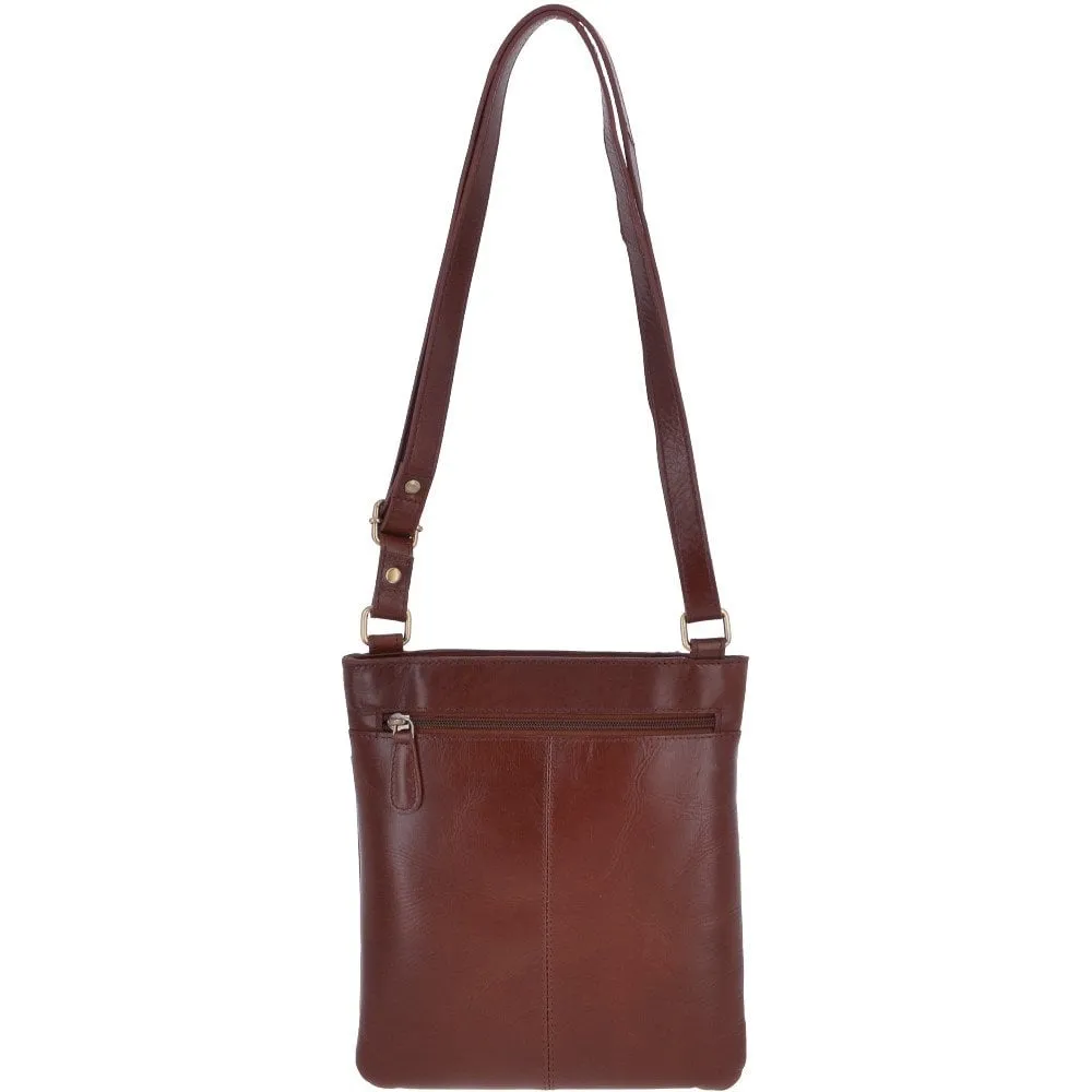 Vegetable Tanned Small Leather Cross body Shoulder Bag Chestnut : V-21