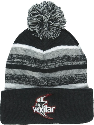 Vexilar Fleece-Lined Black/Gray Pom Beanie