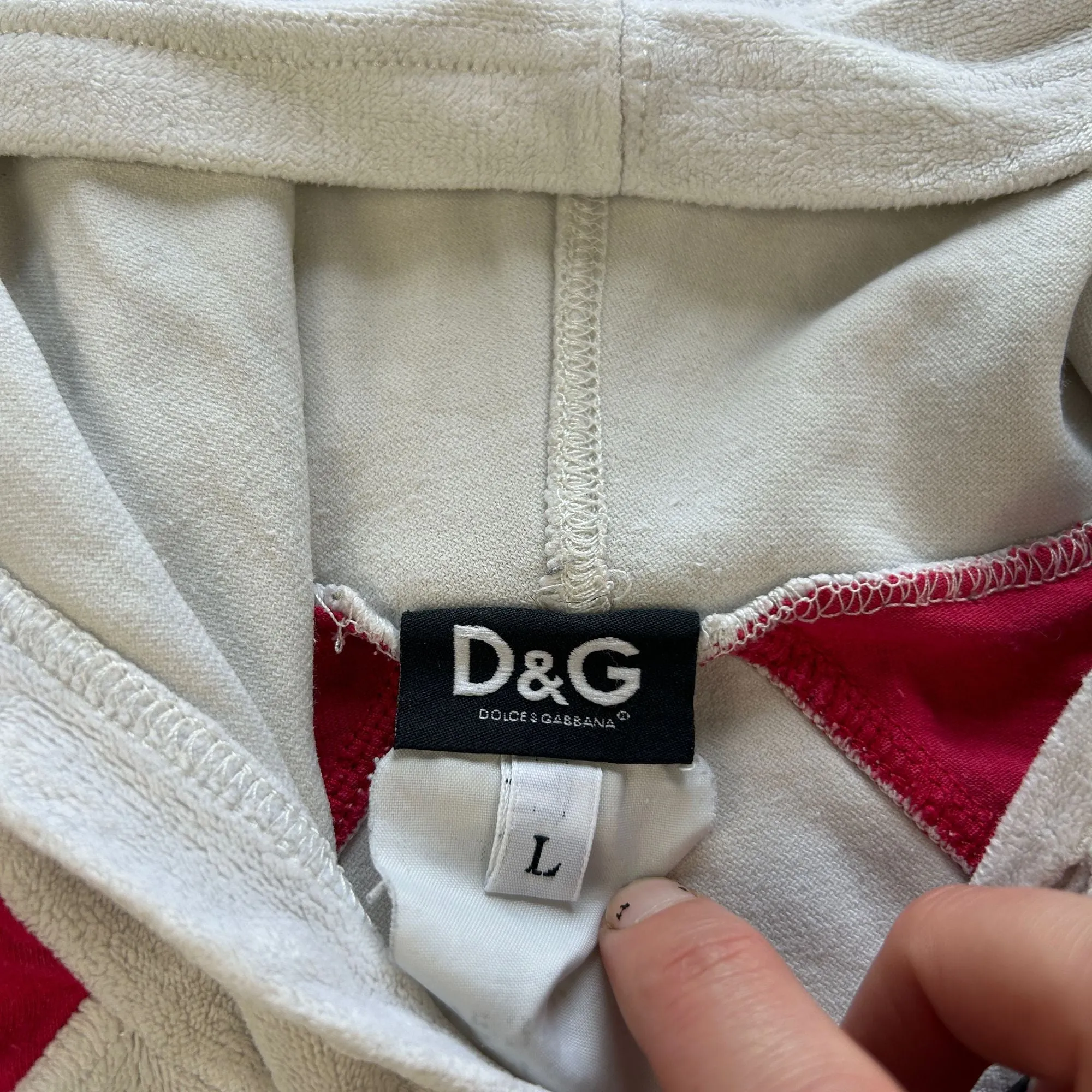 Vintage Dolce & Gabbana White Striped Hoodie Size L | Second Wave Vintage