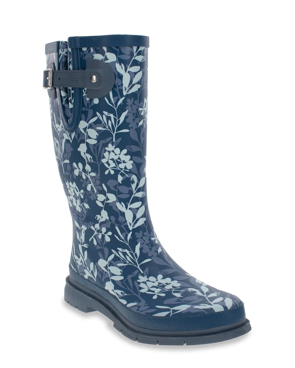 Western Chief Women's Leafy Branches Tall Rain Boot in Navy