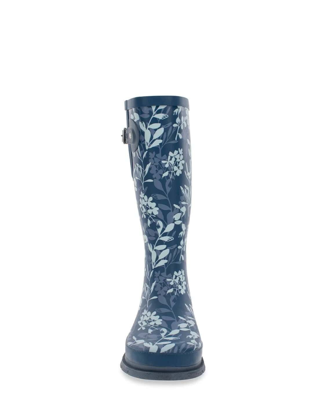 Western Chief Women's Leafy Branches Tall Rain Boot in Navy