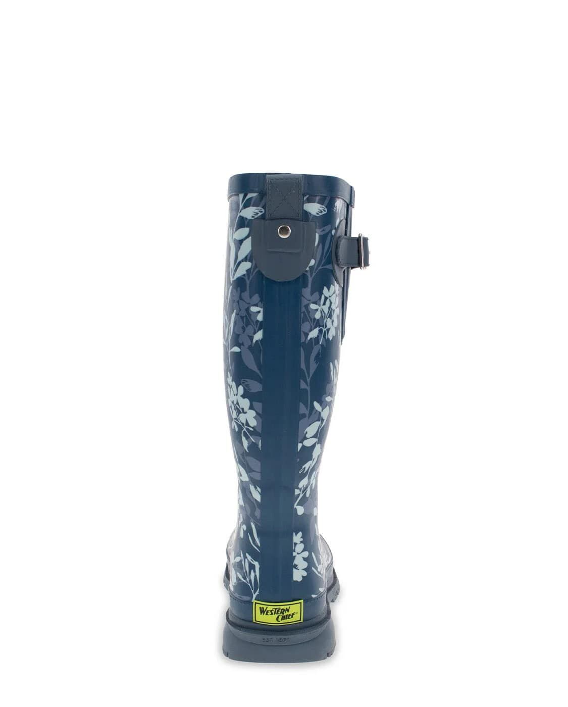 Western Chief Women's Leafy Branches Tall Rain Boot in Navy