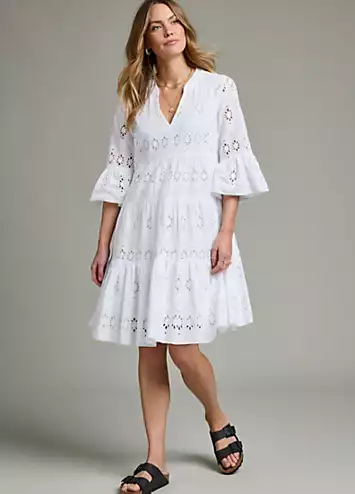 White Broderie Anglaise Tunic Dress by Together | Look Again