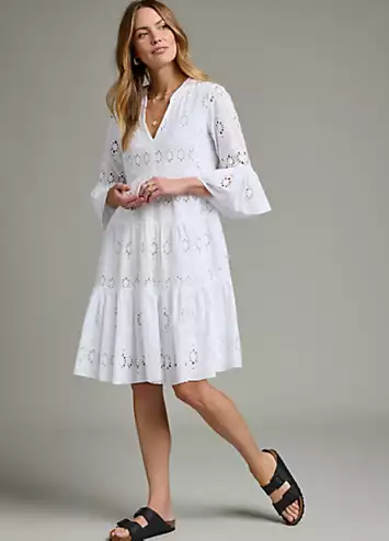 White Broderie Anglaise Tunic Dress by Together | Look Again