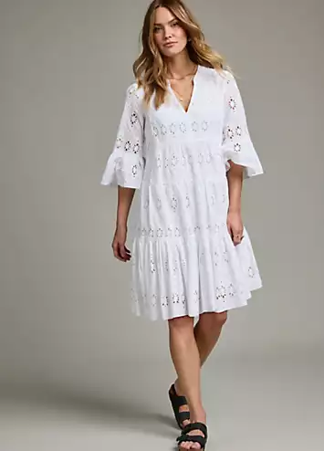 White Broderie Anglaise Tunic Dress by Together | Look Again