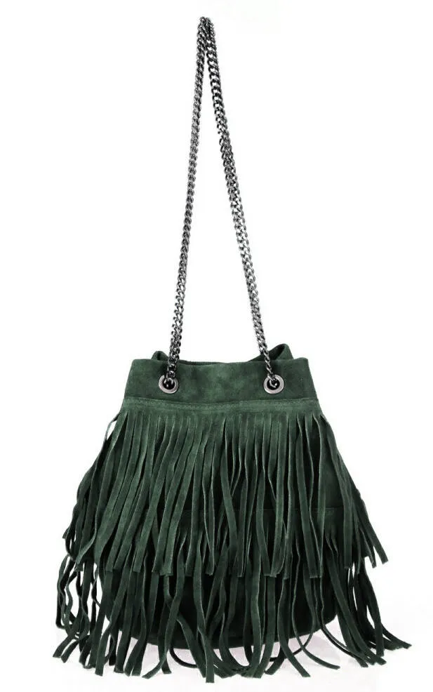 Woman's bottle green leather bag naima