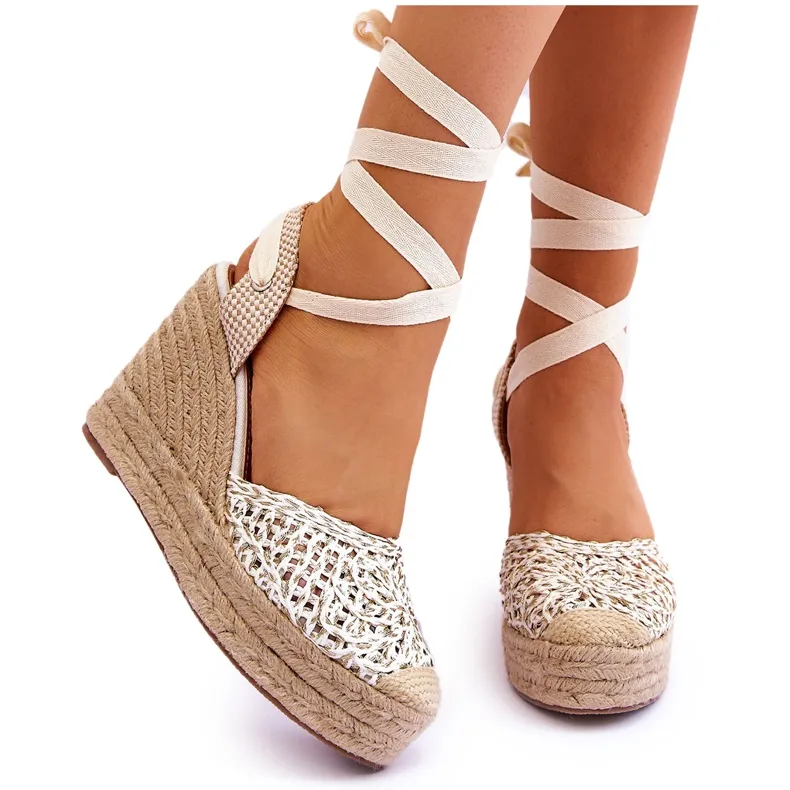 Women's Tied Wedge Sandals White Josephine