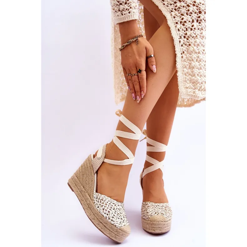 Women's Tied Wedge Sandals White Josephine