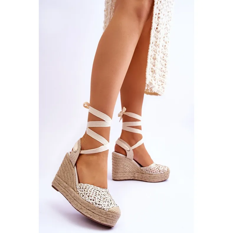 Women's Tied Wedge Sandals White Josephine