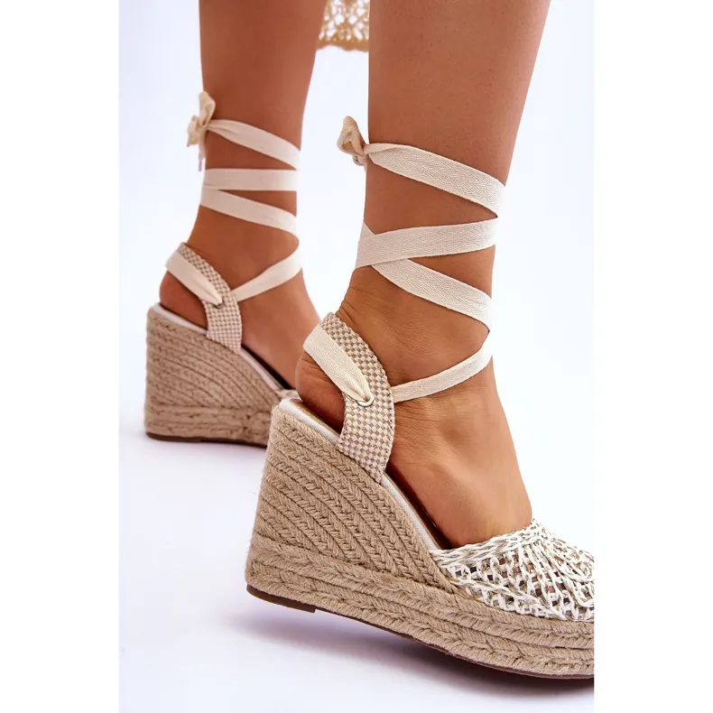 Women's Tied Wedge Sandals White Josephine