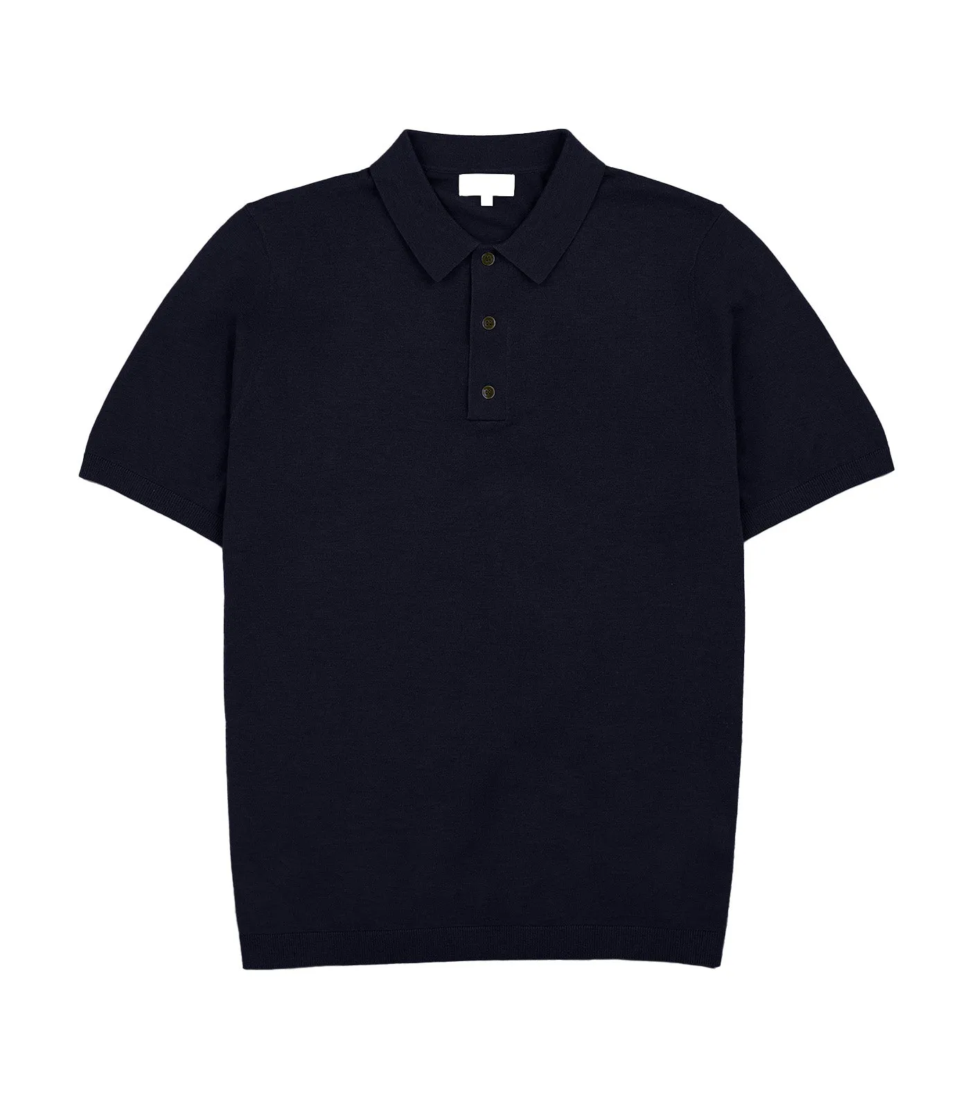 Wool Silk Tennis Polo Navy