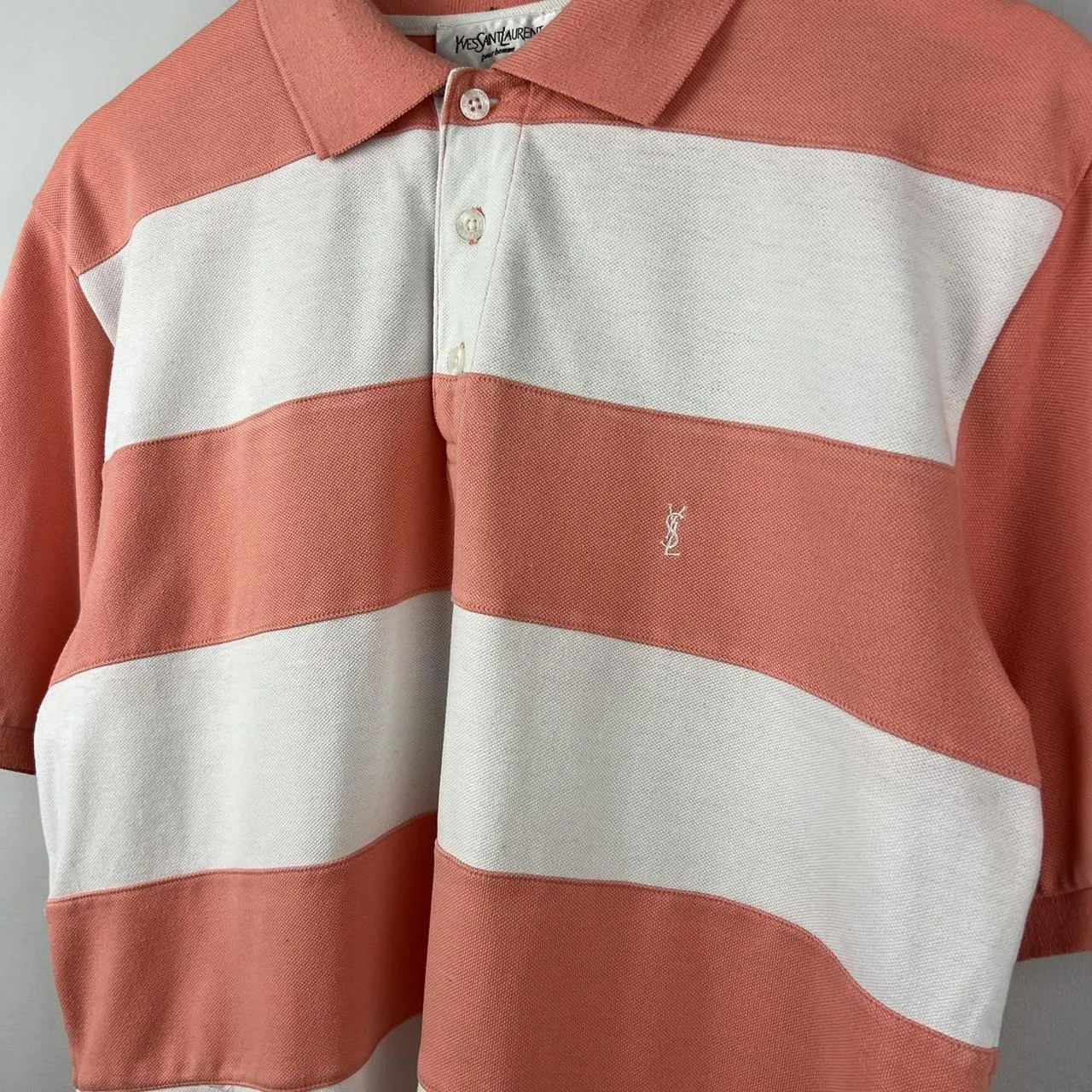 YSL Striped Logo Polo Shirt (L)