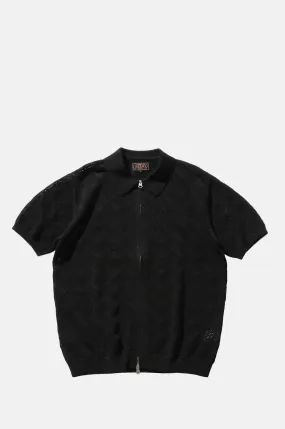 Zip Knit Polo Mesh Black